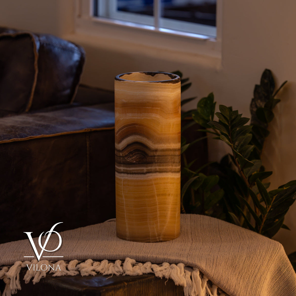 Honeycomb Onyx - 12" Tall, x 4.5" Diameter (Small Table Lamp #1), photo 9 of 10