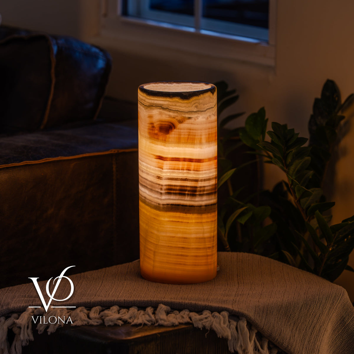 Honeycomb Onyx - 12" Tall, x 4.5" Diameter (Small Table Lamp #1), photo 3 of 10