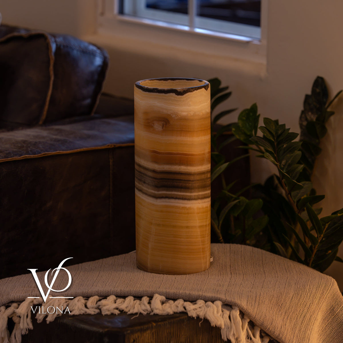 Honeycomb Onyx - 12" Tall, x 4.5" Diameter (Small Table Lamp #1), photo 7 of 10