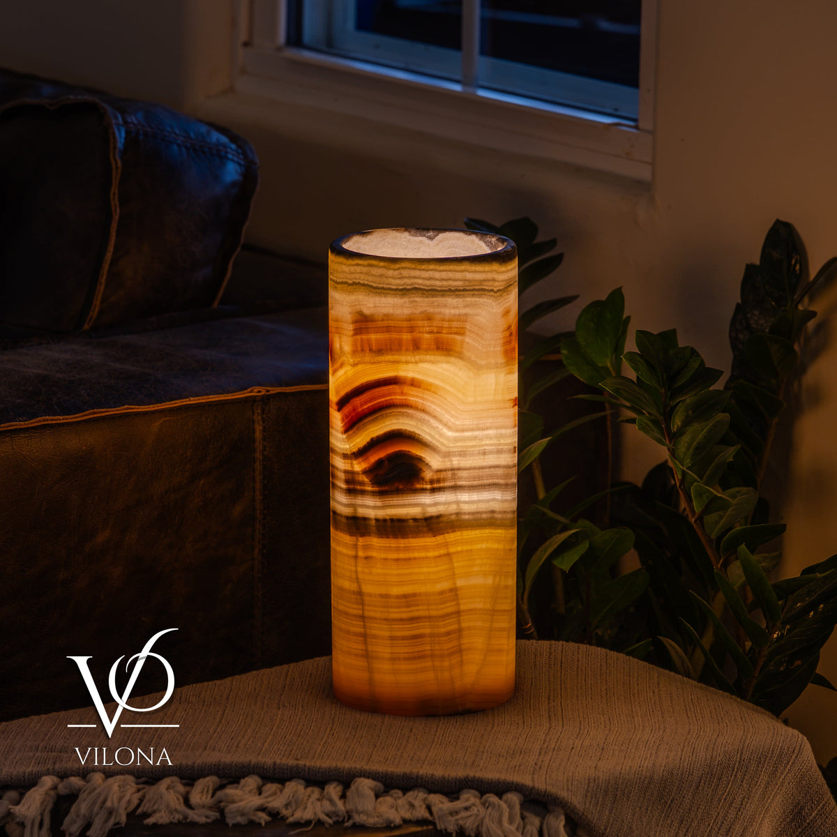 Honeycomb Onyx - 12" Tall, x 4.5" Diameter (Small Table Lamp #1), photo 6 of 10