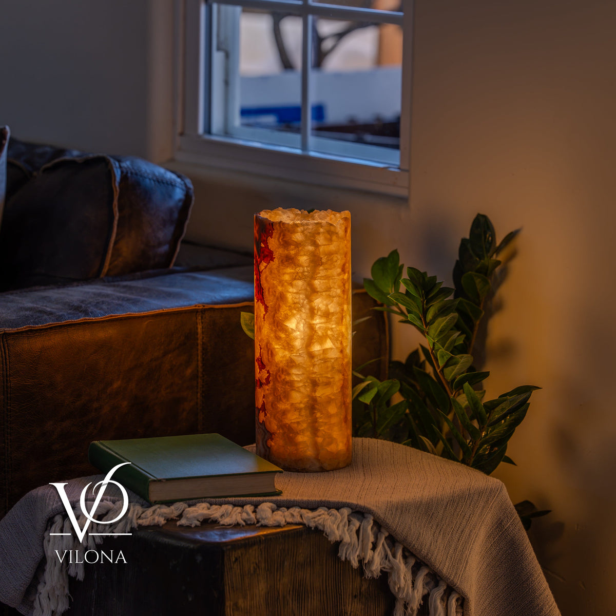 Aqua Onyx - 12" Tall, x 4.5" Diameter (Small Live Edge Table Lamp #1), photo 6 of 10