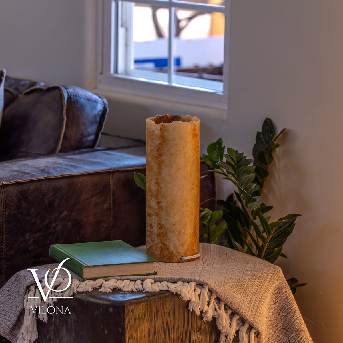 Aqua Onyx - 12" Tall, x 4.5" Diameter (Small Live Edge Table Lamp #1), photo 9 of 10