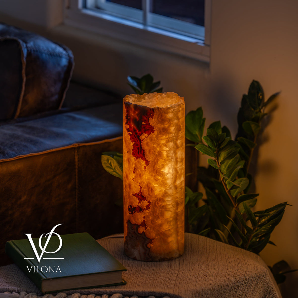 Aqua Onyx - 12" Tall, x 4.5" Diameter (Small Live Edge Table Lamp #1), photo 10 of 10