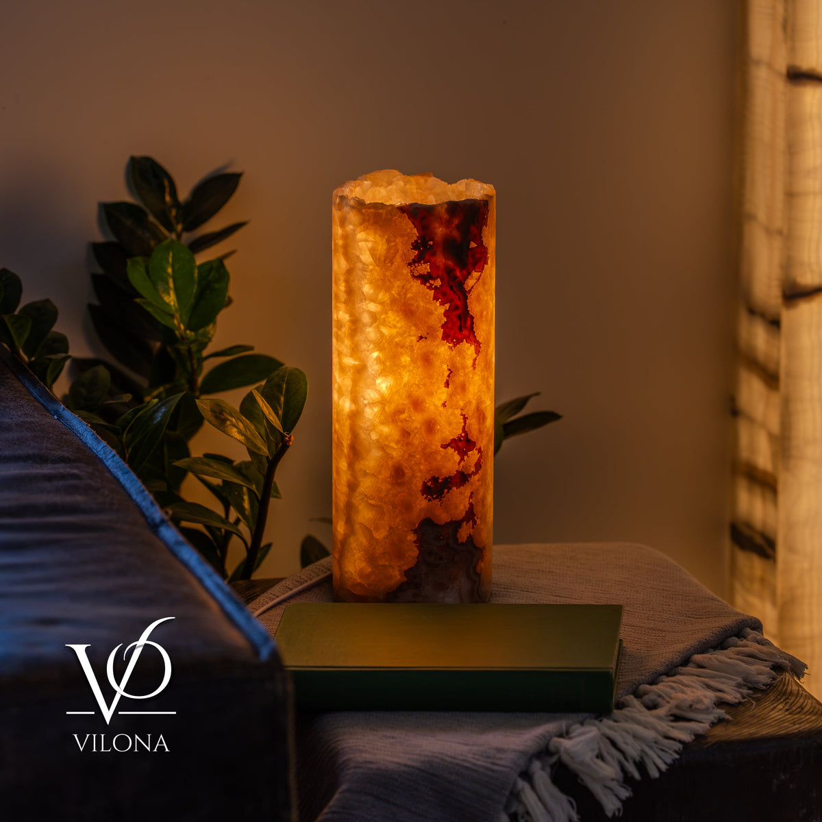 Aqua Onyx - 12" Tall, x 4.5" Diameter (Small Live Edge Table Lamp #1), photo 3 of 10
