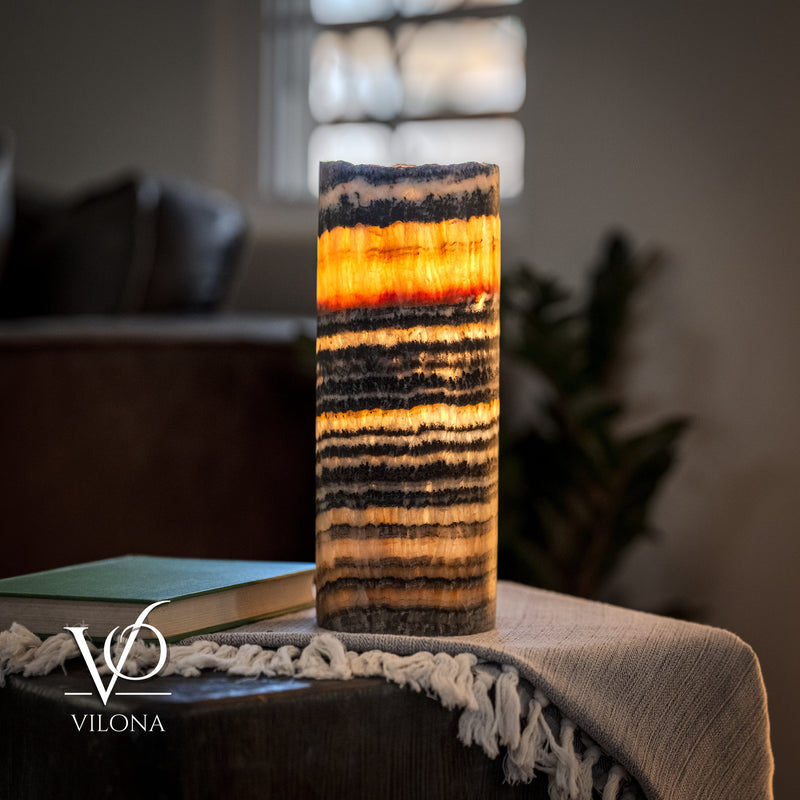 Tangerine Onyx - 12" Tall, x 4.5" Diameter (Small Table Lamp #1), photo 4 of 9