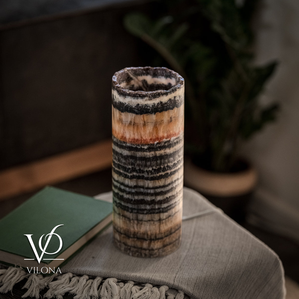 Tangerine Onyx - 12" Tall, x 4.5" Diameter (Small Table Lamp #1), photo 7 of 9