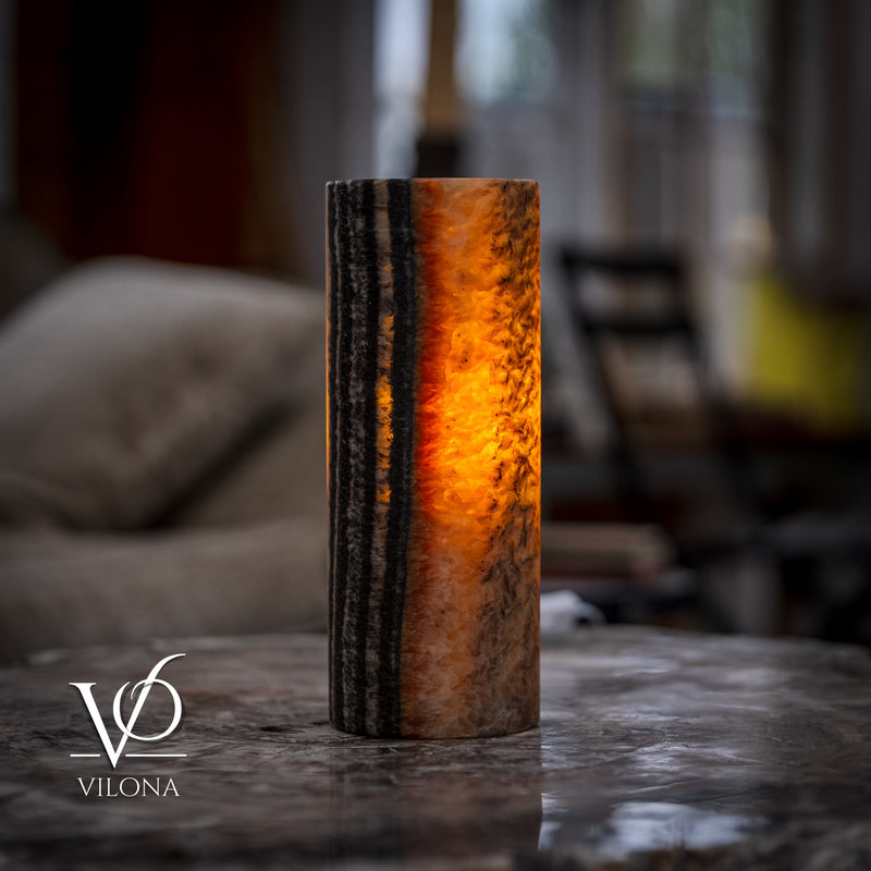 Tangerine Onyx - 12" Tall, x 4.5" Diameter (Small Table Lamp #2), photo 2 of 10