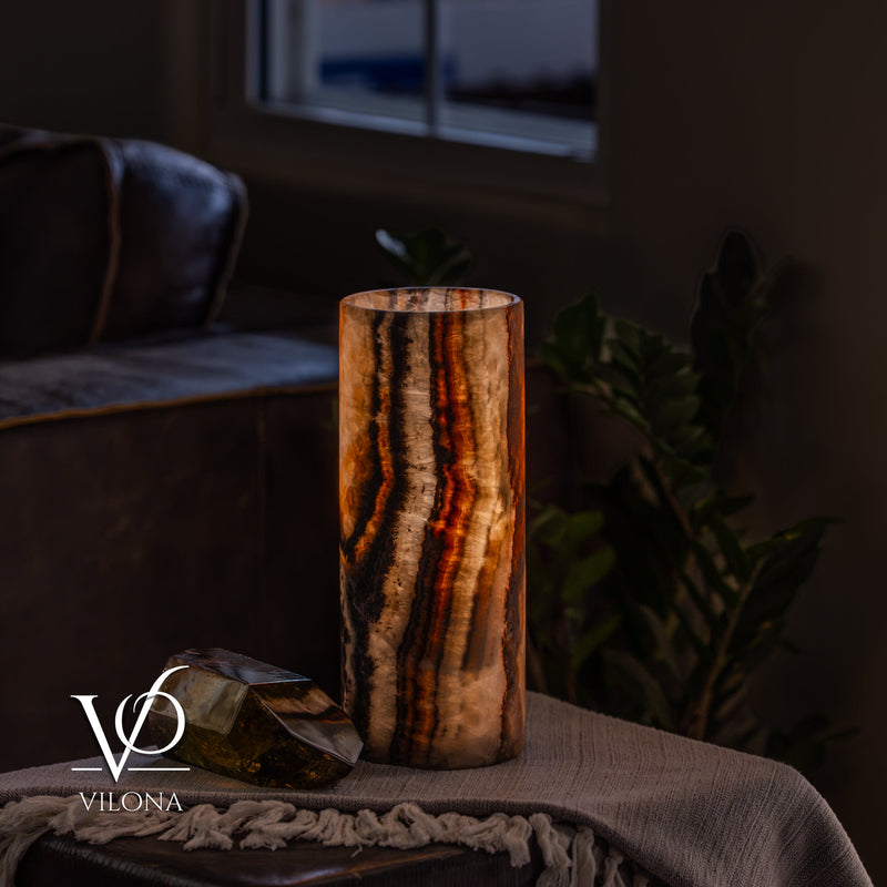 Tangerine Onyx - 12" Tall, x 4.5" Diameter (Small Table Lamp #4), photo 5 of 10