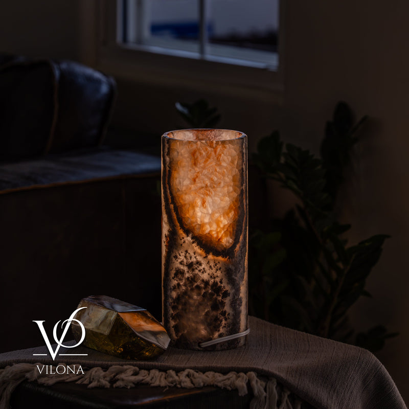 Tangerine Onyx - 12" Tall, x 4.5" Diameter (Small Table Lamp #4), photo 9 of 10