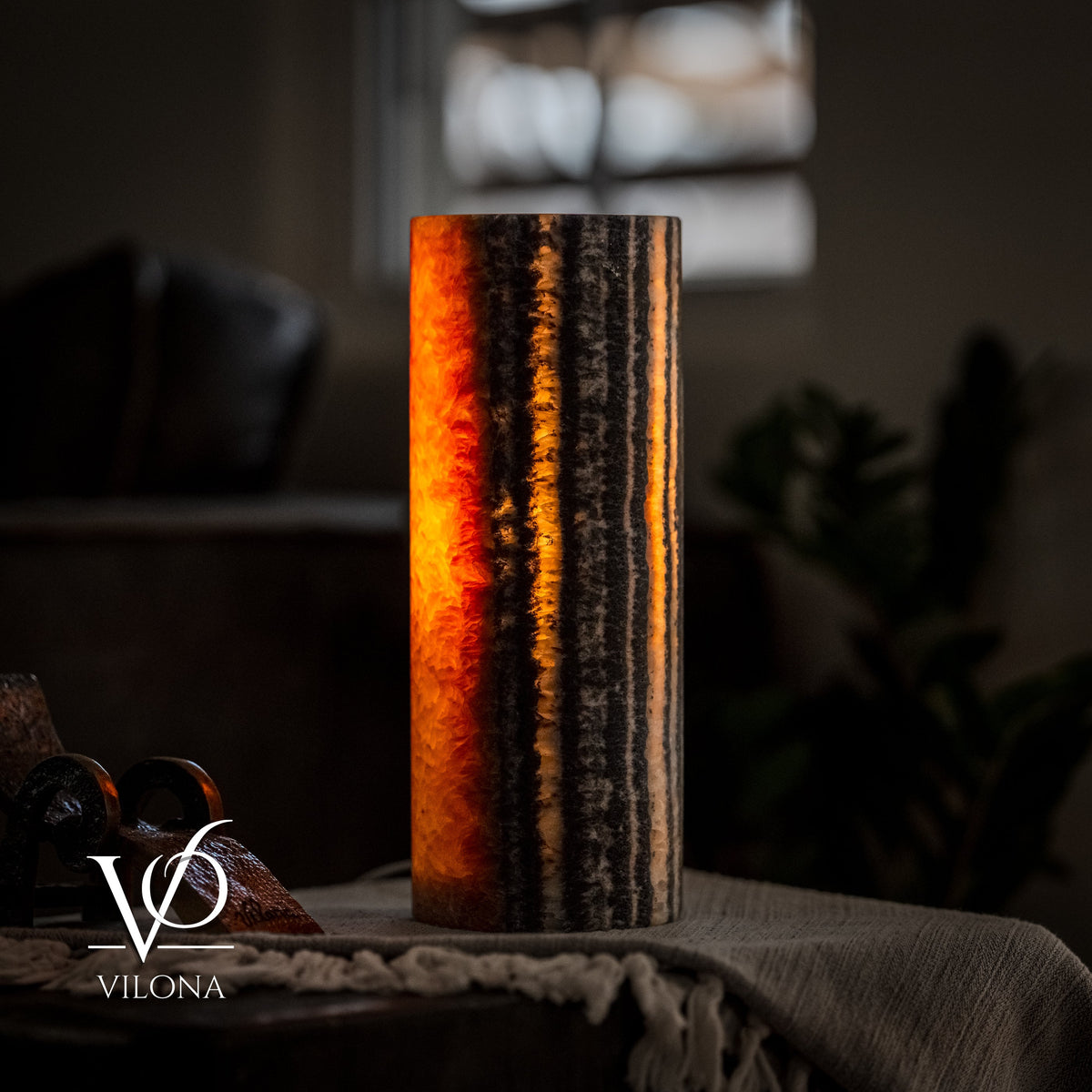Tangerine Onyx - 12" Tall, x 4.5" Diameter (Small Table Lamp #3), photo 4 of 10