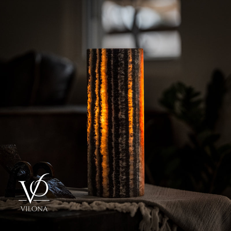 Tangerine Onyx - 12" Tall, x 4.5" Diameter (Small Table Lamp #3), photo 7 of 10