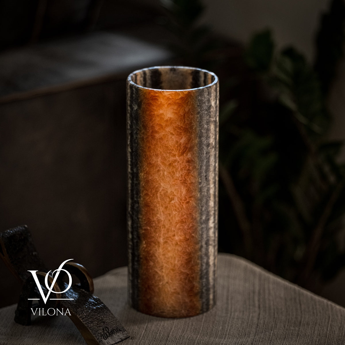 Tangerine Onyx - 12" Tall, x 4.5" Diameter (Small Table Lamp #3), photo 9 of 10