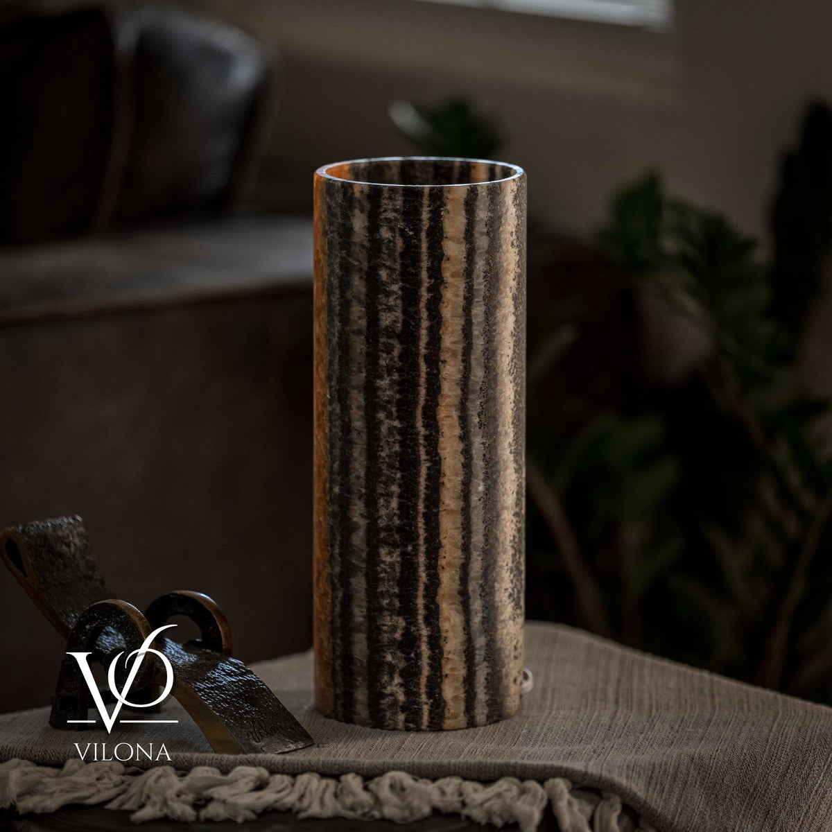 Tangerine Onyx - 12" Tall, x 4.5" Diameter (Small Table Lamp #3), photo 2 of 10