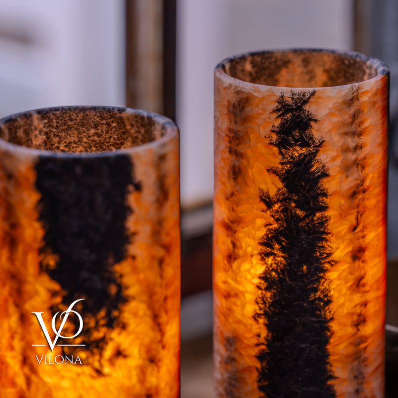 Tangerine Onyx - 12" Tall, x 4.5" Diameter (Small Table Lamp Pair #2), photo 12 of 12