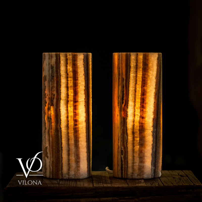 Sahara Onyx - 12" Tall, x 4.5" Diameter (Small Table Lamp Pair #2), photo 2 of 10