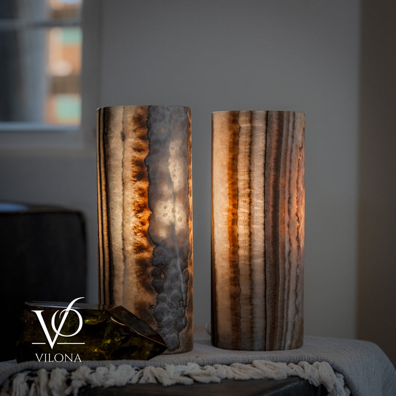 Sahara Onyx - 12" Tall, x 4.5" Diameter (Small Table Lamp Pair #4), photo 5 of 9