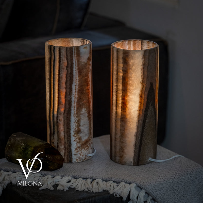Sahara Onyx - 12" Tall, x 4.5" Diameter (Small Table Lamp Pair #4), photo 3 of 9