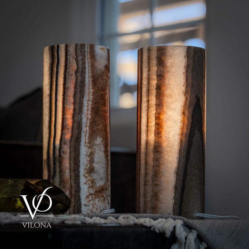 Sahara Onyx - 12" Tall, x 4.5" Diameter (Small Table Lamp Pair #4), photo 2 of 9