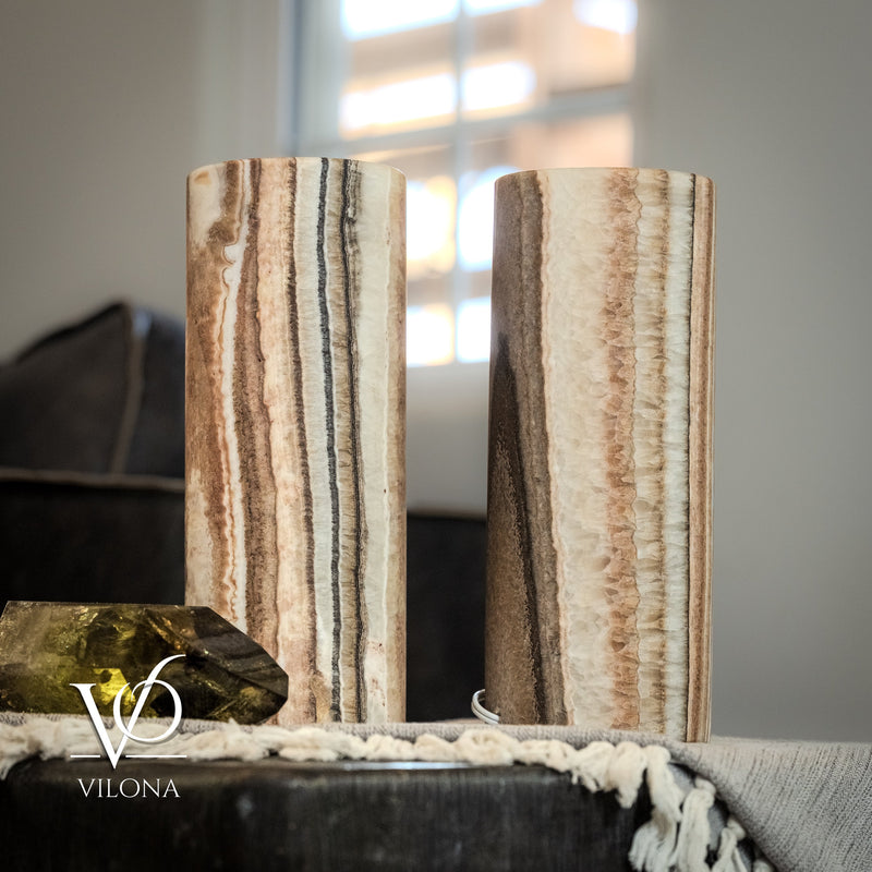 Sahara Onyx - 12" Tall, x 4.5" Diameter (Small Table Lamp Pair #4), photo 7 of 9