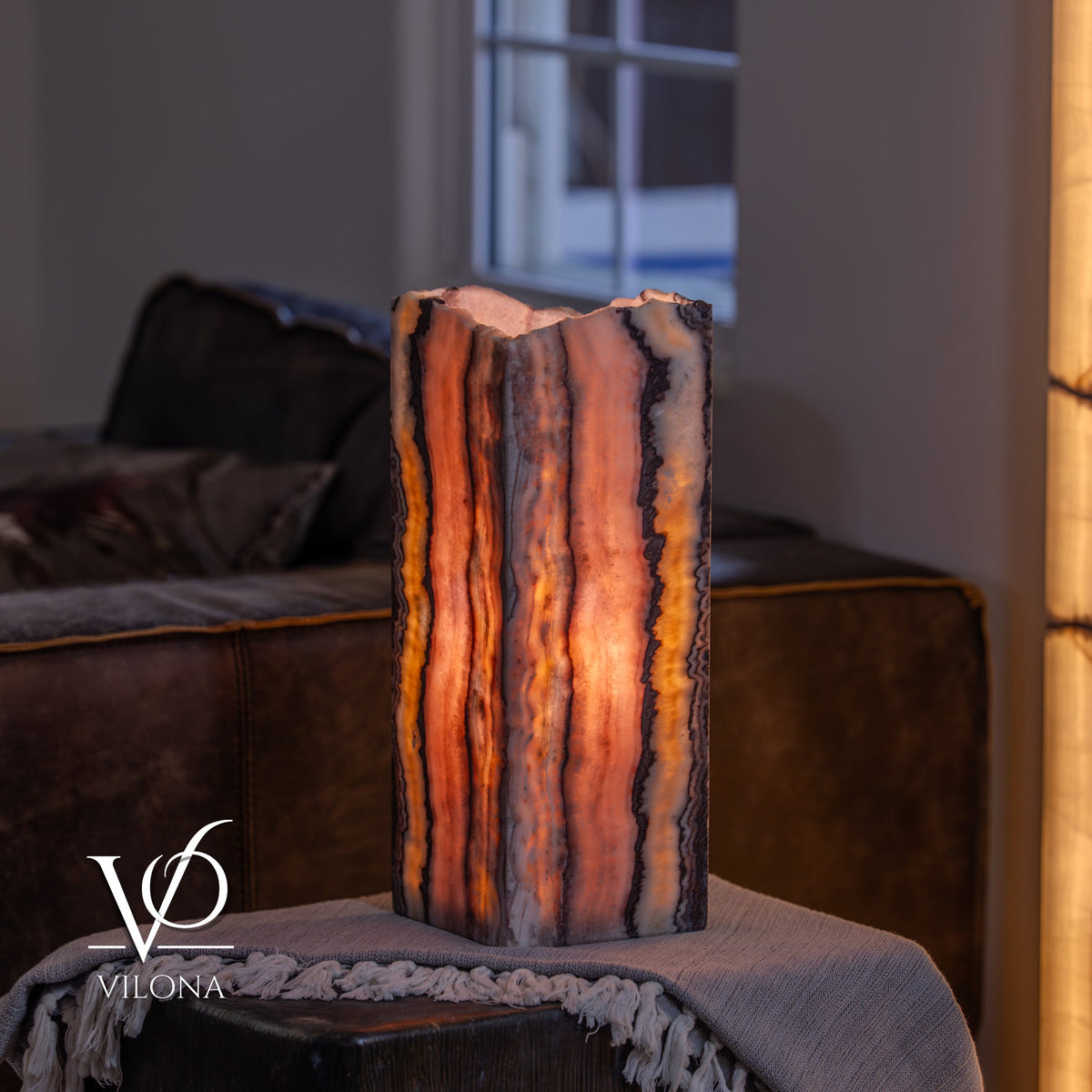 Rosa Onyx Live Edge Table Lamp – 16" Tall × 6" Square #1, photo 2 of 11