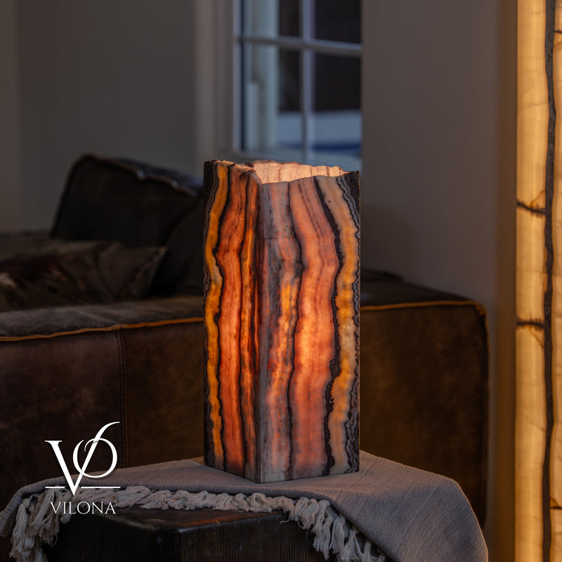 Rosa Onyx Live Edge Table Lamp – 16" Tall × 6" Square #2, photo 2 of 11
