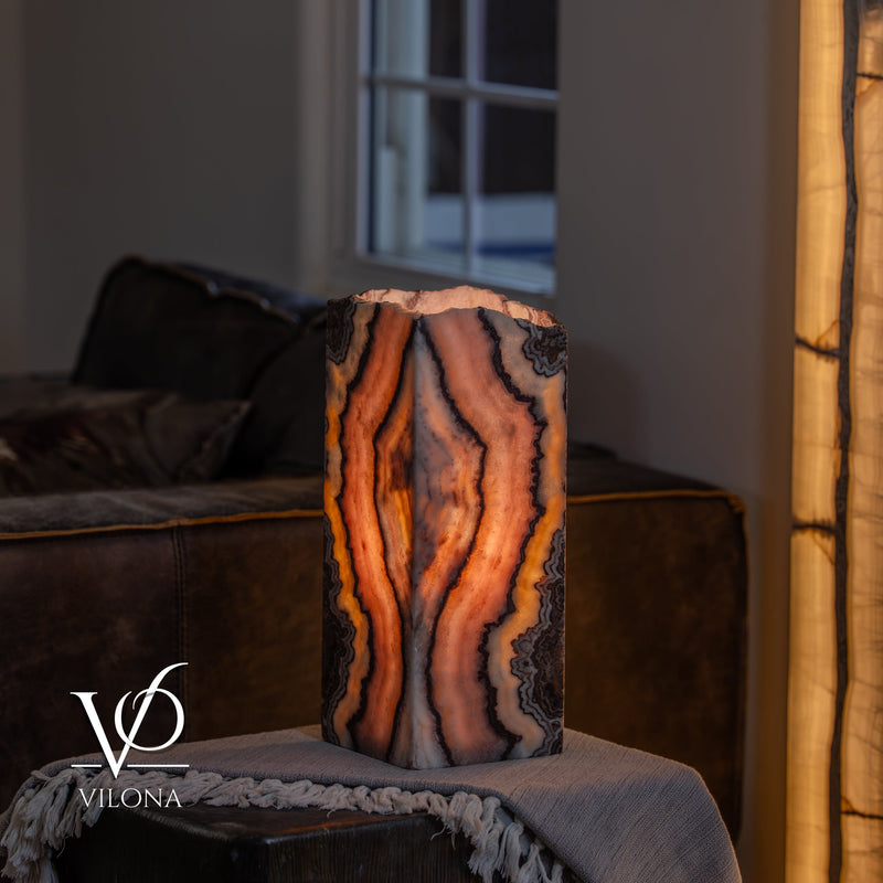 Rosa Onyx Live Edge Table Lamp – 16" Tall × 6" Square #3, photo 6 of 11