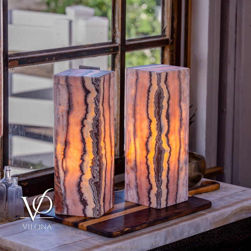 Rosa Onyx Table Lamp Pair – 17.75" Tall × 6" Square #3, photo 2 of 10