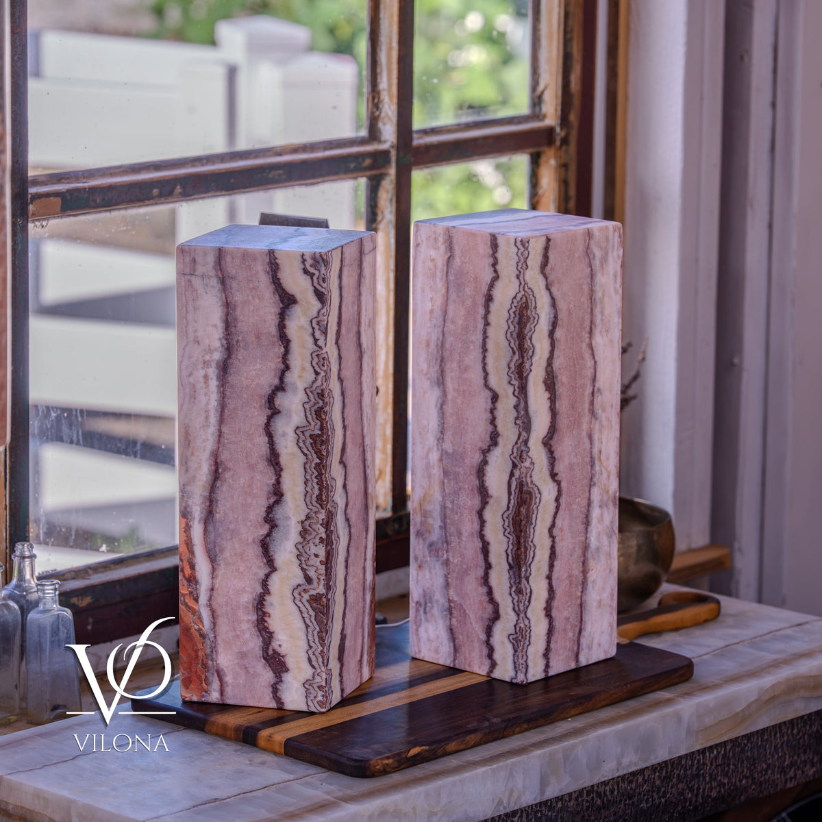 Rosa Onyx Table Lamp Pair – 17.75" Tall × 6" Square #3, photo 3 of 10