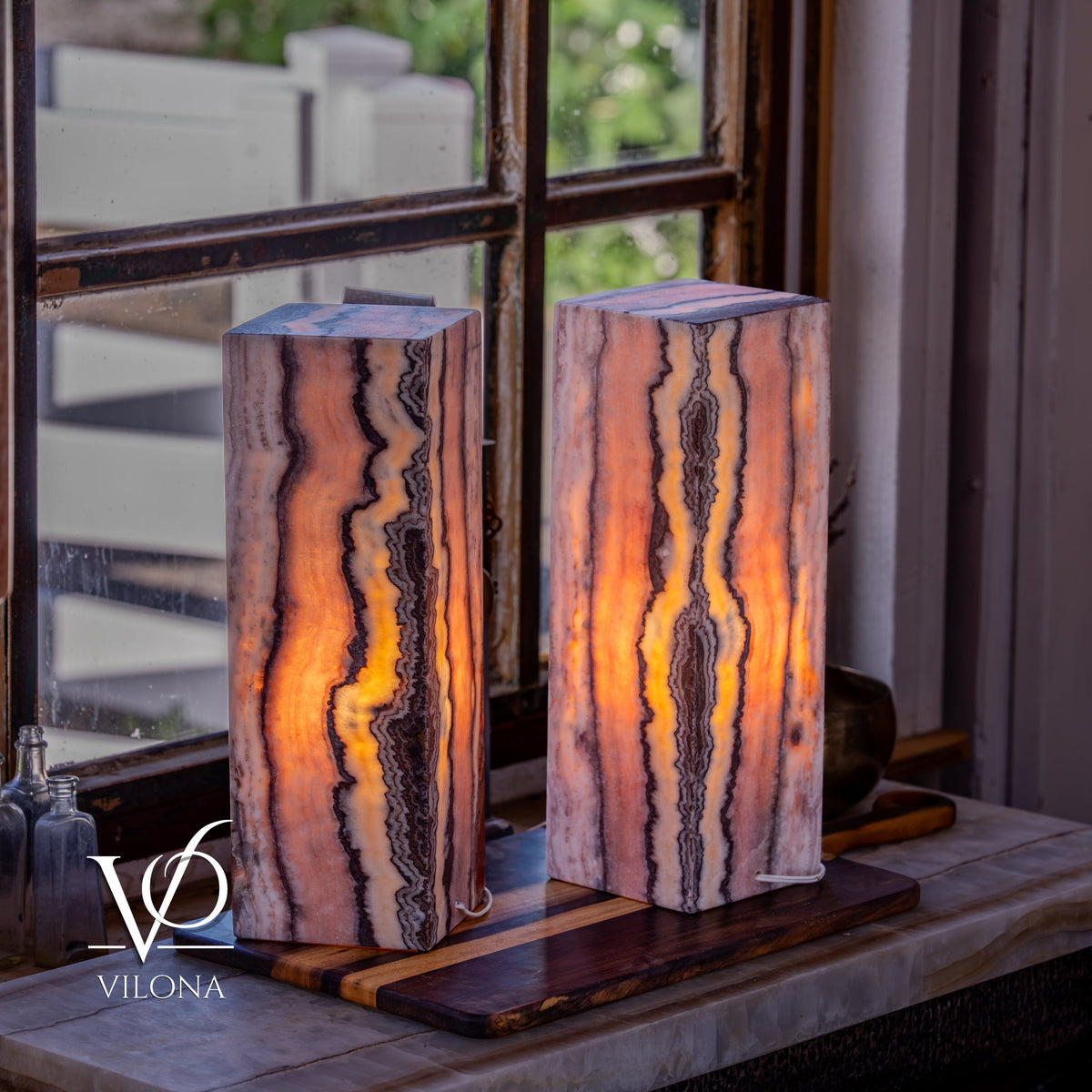 Rosa Onyx Table Lamp Pair – 17.75" Tall × 6" Square #3, photo 8 of 10
