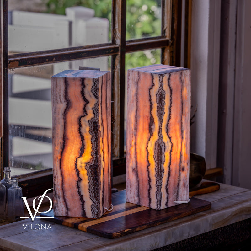 Rosa Onyx Table Lamp Pair – 17.75" Tall × 6" Square #3, photo 8 of 10