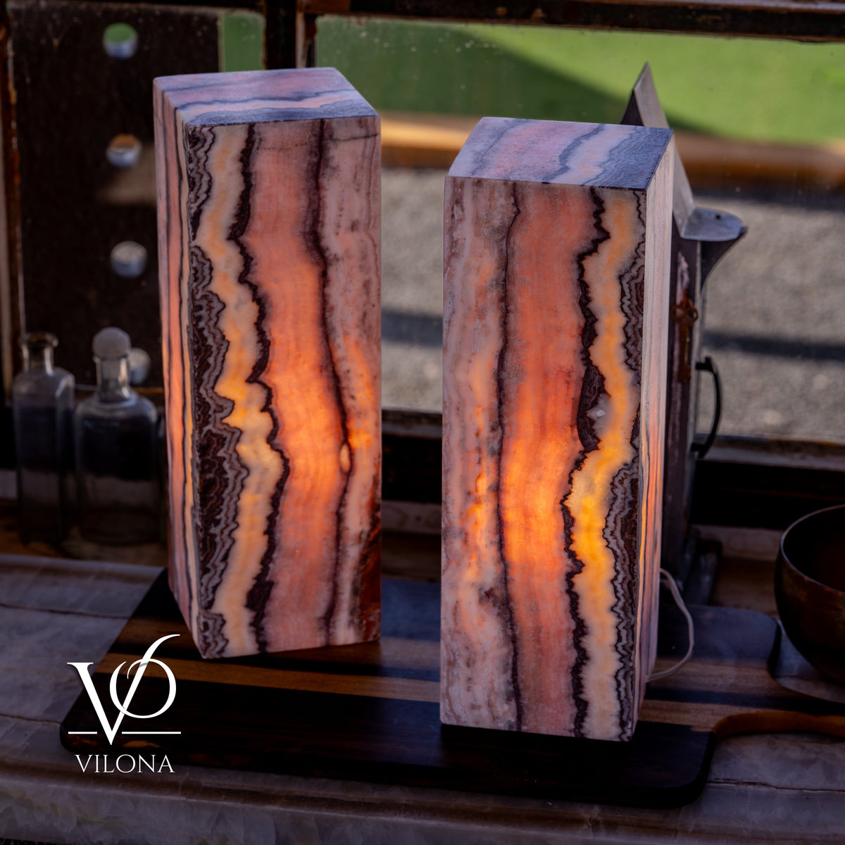 Rosa Onyx Table Lamp Pair – 17.75" Tall × 6" Square #3, photo 10 of 10