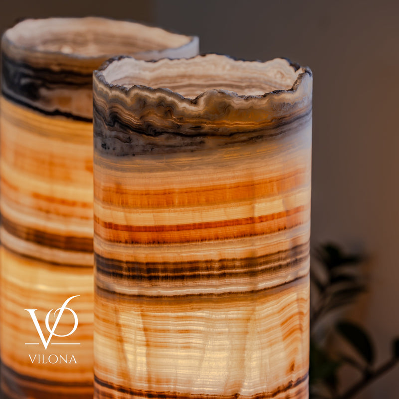 Honeycomb Onyx Live Edge Table Lamp Pair #1, photo 2 of 13
