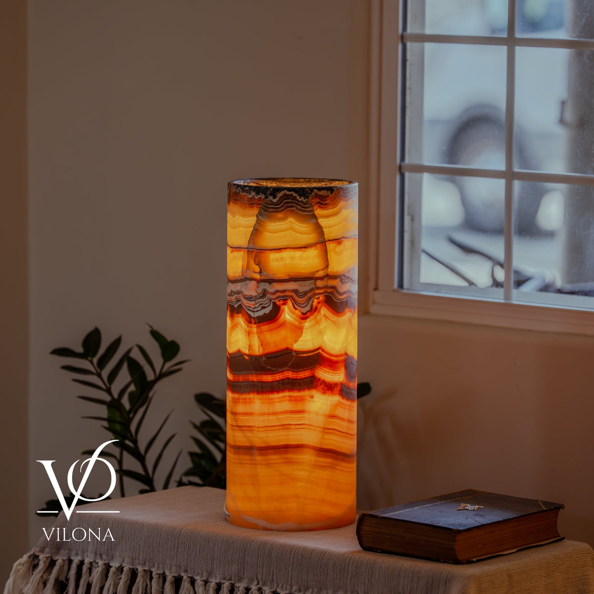 Miami Sunset Onyx Cylinder Table Lamp #1, photo 6 of 13