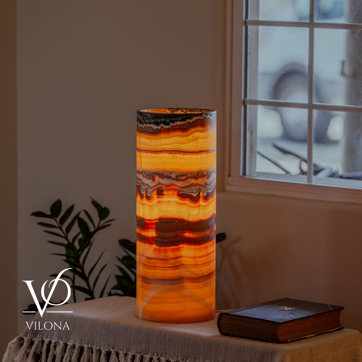Miami Sunset Onyx Cylinder Table Lamp #1, photo 8 of 13