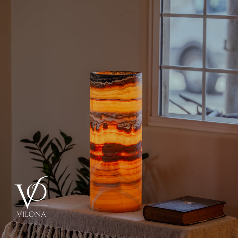 Miami Sunset Onyx Cylinder Table Lamp #1, photo 8 of 13