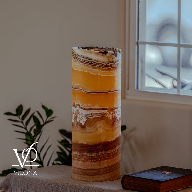 Miami Sunset Onyx Cylinder Live Edge Table Lamp #2, photo 6 of 12