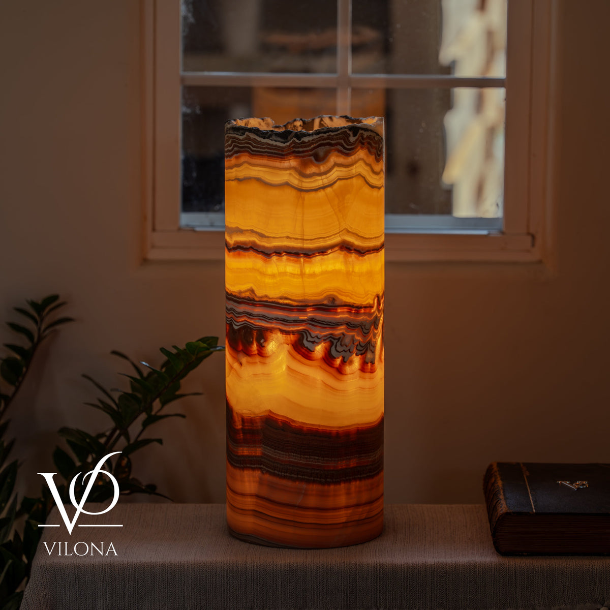 Miami Sunset Onyx Cylinder Live Edge Table Lamp #2, photo 12 of 12
