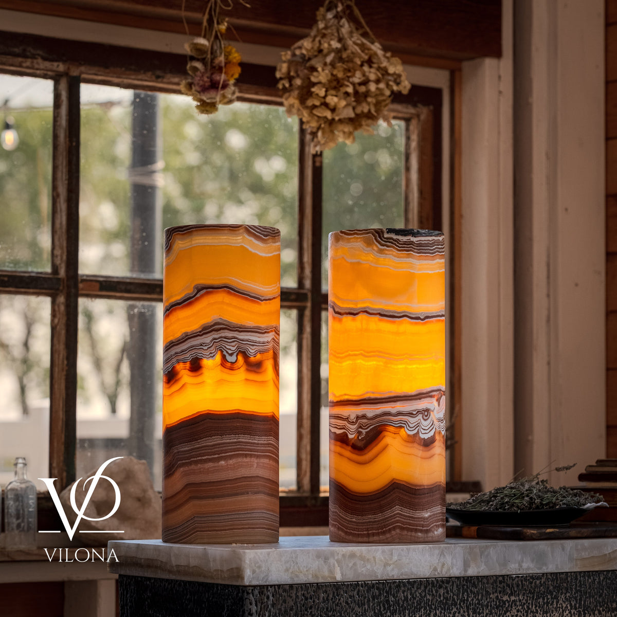 Miami Sunset Onyx Table Lamp Pair #1, photo 7 of 9