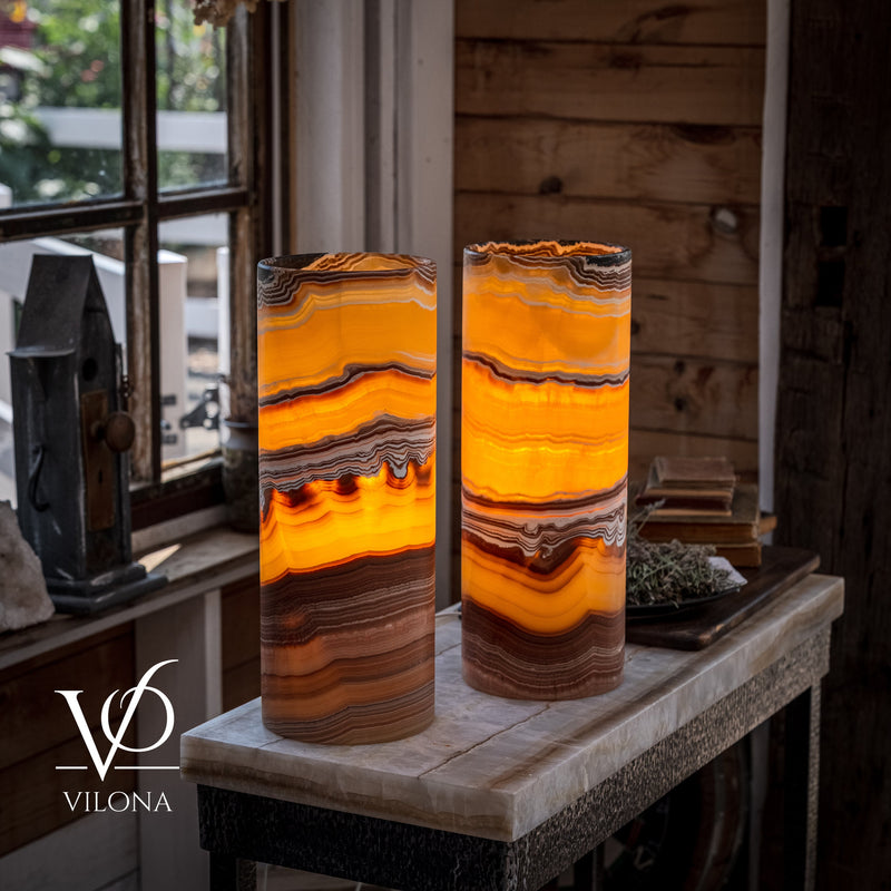 Miami Sunset Onyx Table Lamp Pair #1, photo 3 of 9