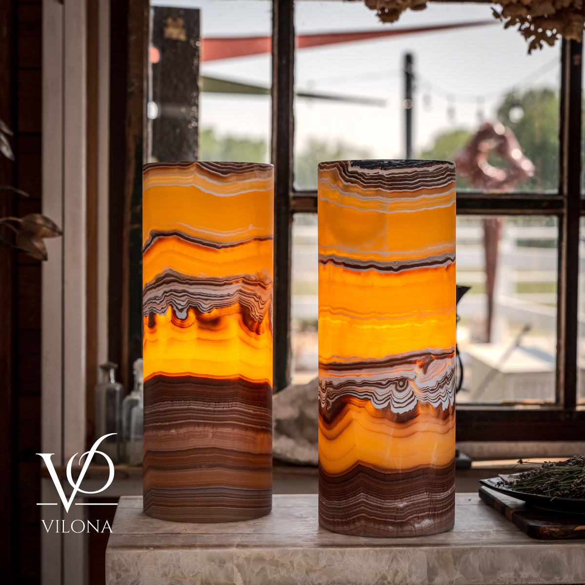 Miami Sunset Onyx Table Lamp Pair #1, photo 4 of 9