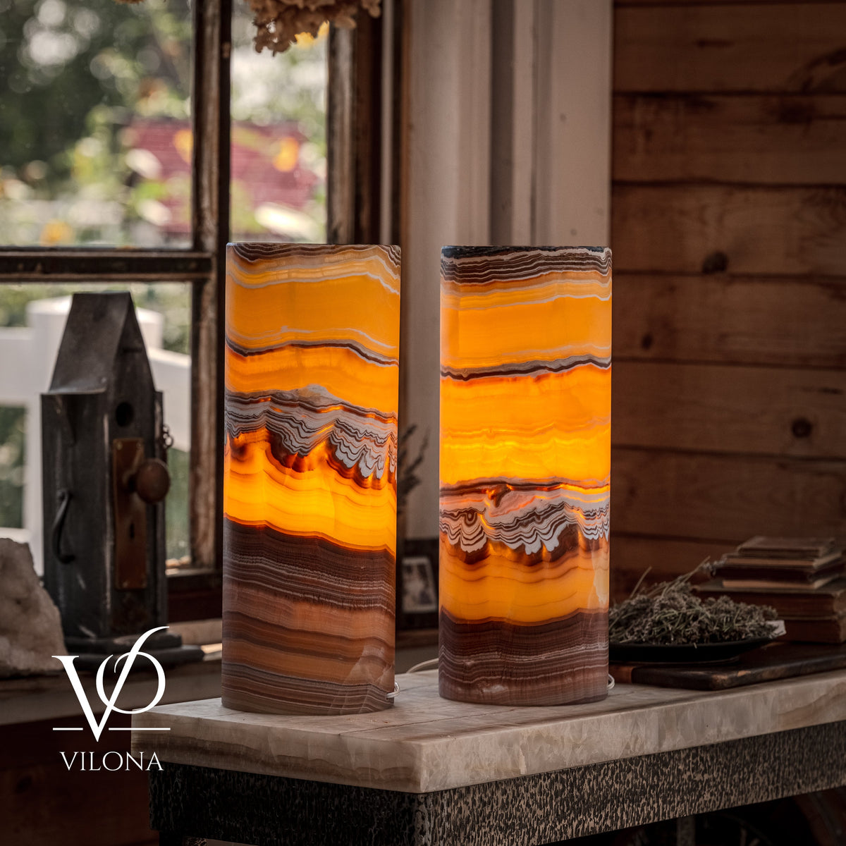 Miami Sunset Onyx Table Lamp Pair #1, photo 6 of 9
