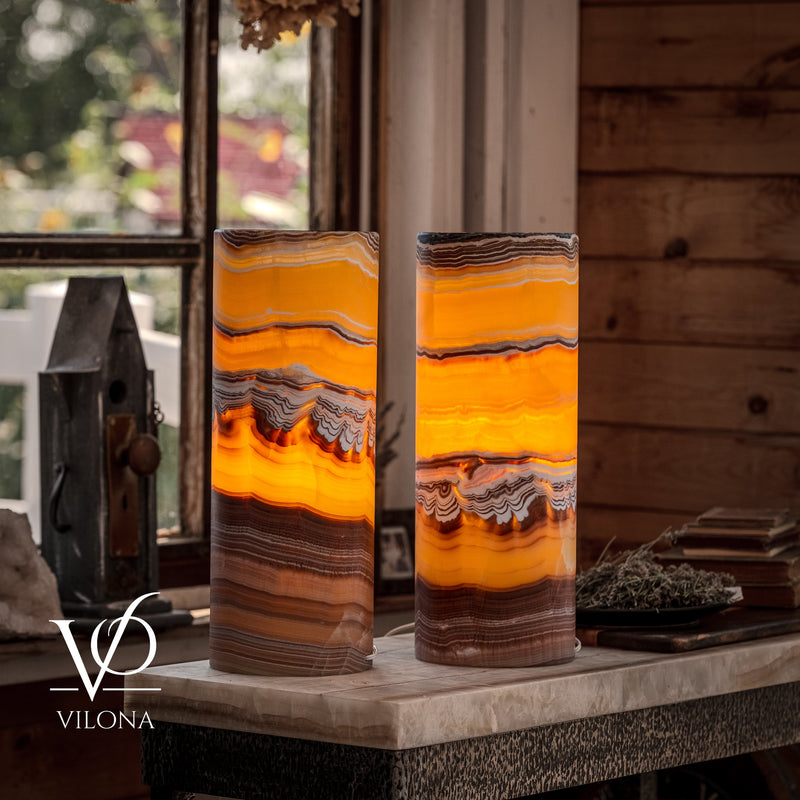 Miami Sunset Onyx Table Lamp Pair #1, photo 6 of 9