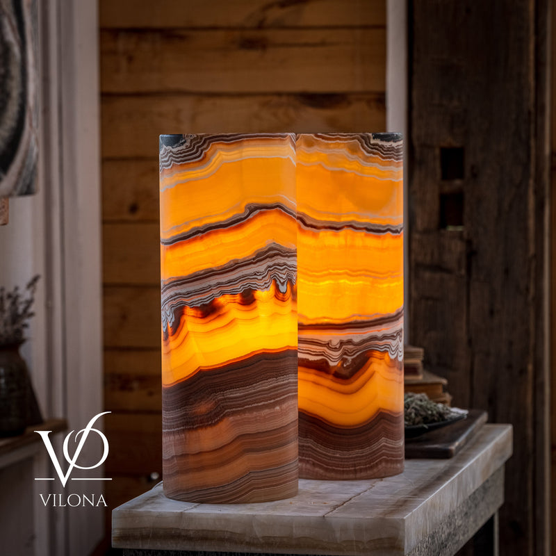 Miami Sunset Onyx Table Lamp Pair #1, photo 2 of 9