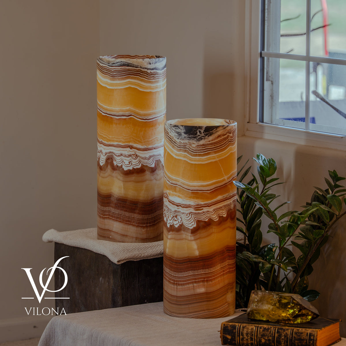 Miami Sunset Onyx Table Lamp Pair #2, photo 6 of 11