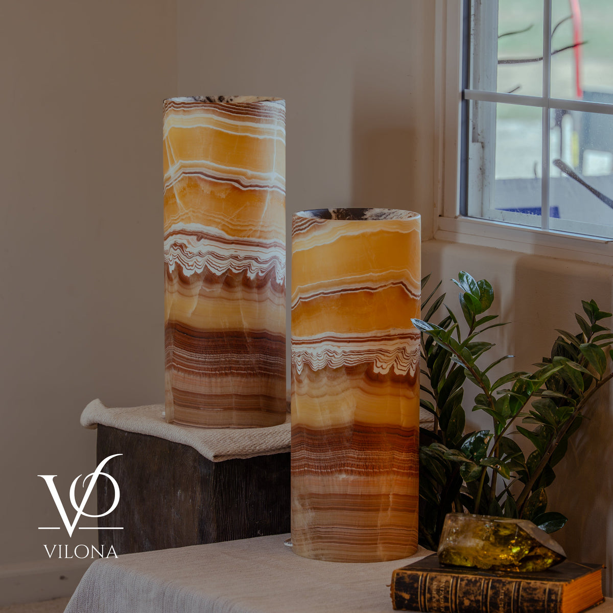 Miami Sunset Onyx Table Lamp Pair #2, photo 4 of 11