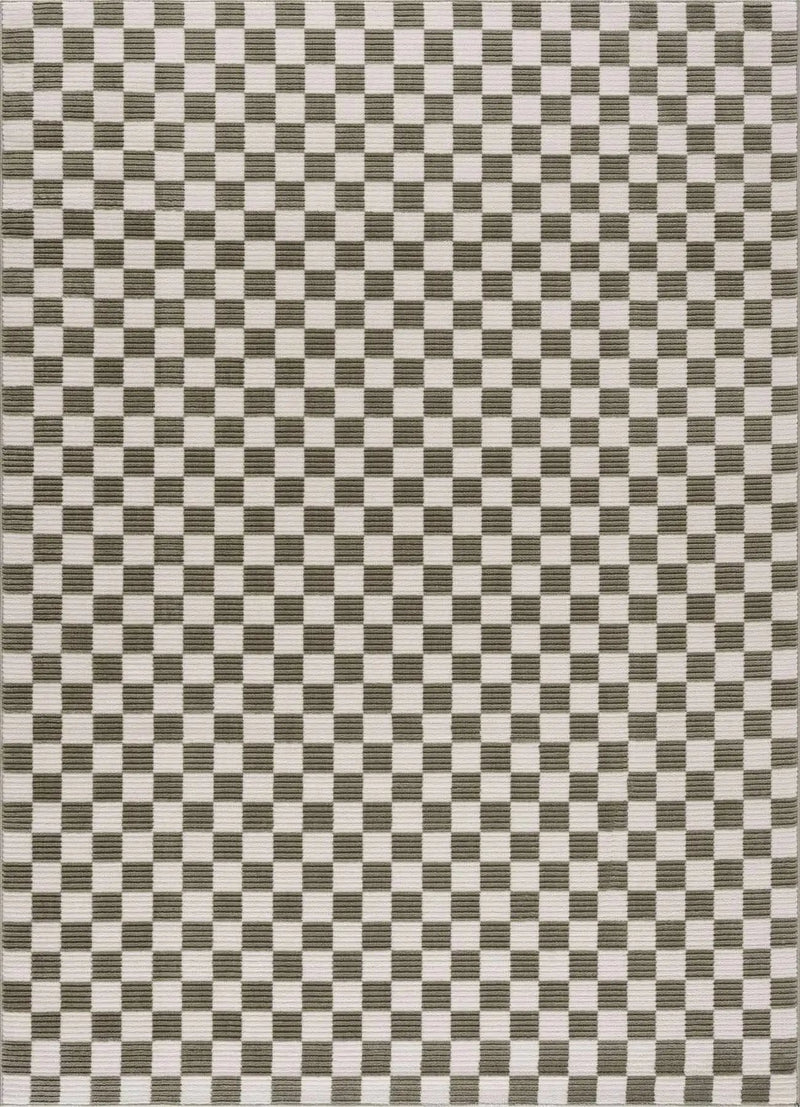 Kaysar Olive Green Checkered Washable Area Rug by Boutique Rugs