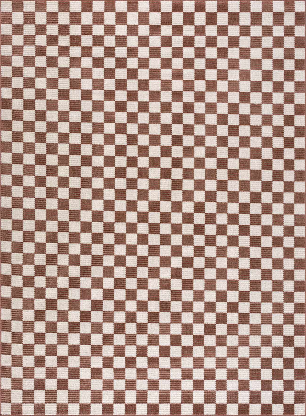 Kaysar Brown Checkered Washable Area Rug by Boutique Rugs