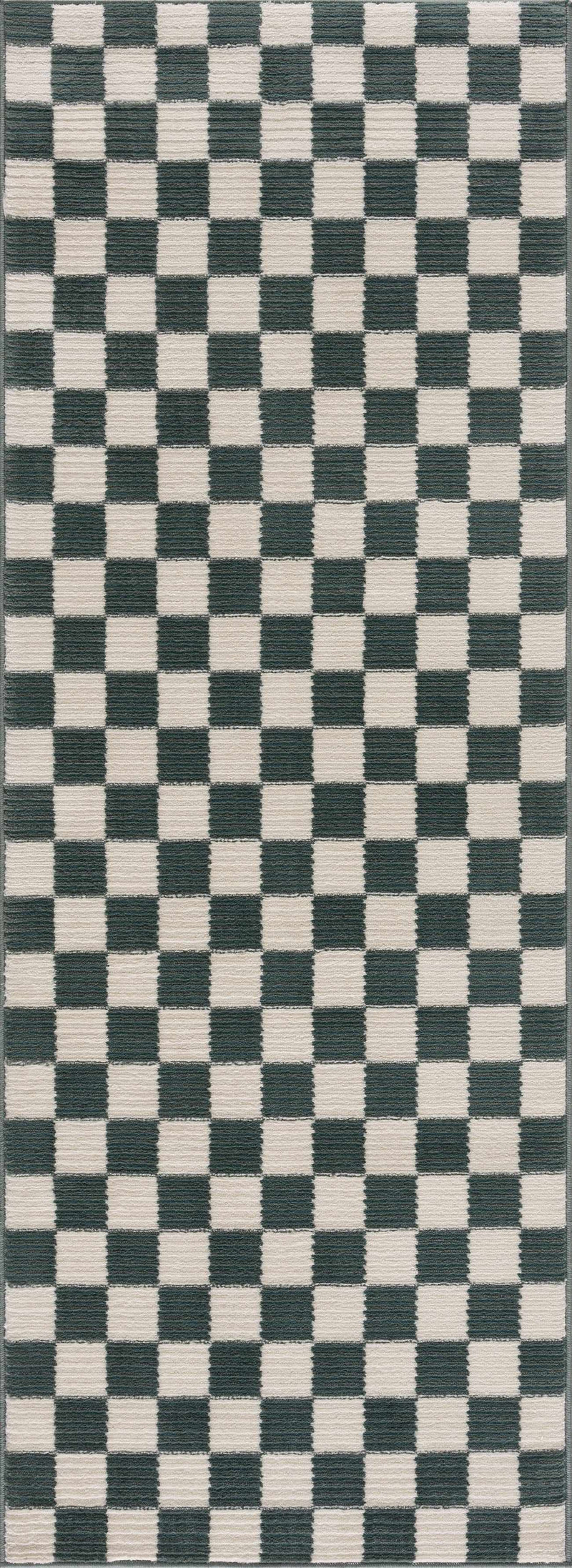 Kaysar Oil Green Checkered Washable Area Rug by Boutique Rugs