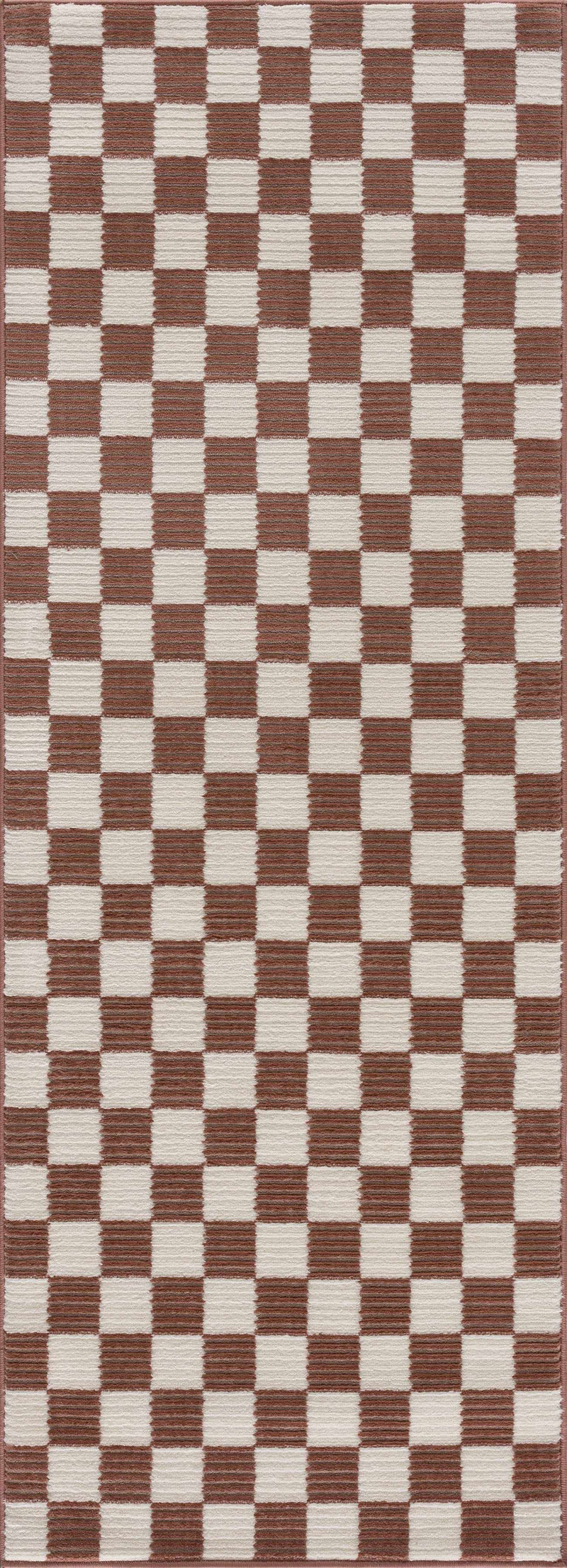 Kaysar Brown Checkered Washable Area Rug by Boutique Rugs