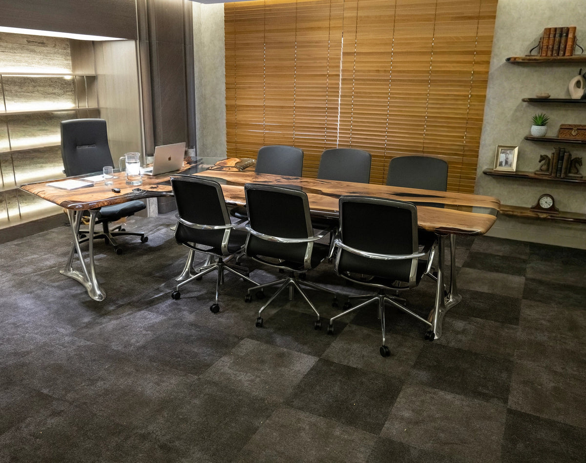 Luxury D-Shaped Walnut & Epoxy Executive Desk, photo 7 of 20